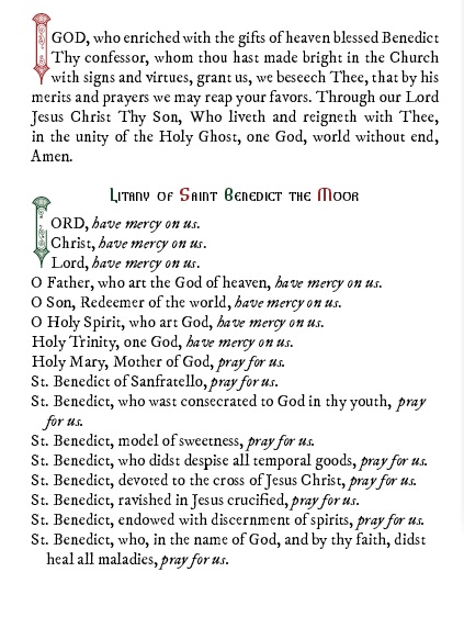 Saint Benedict the Moor Book of Prayers